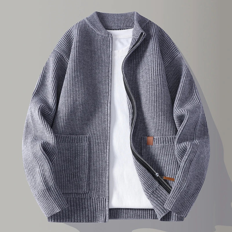 Arden Men's Jacket | Ribbed Knit, Structured Fit, Zip Front 0