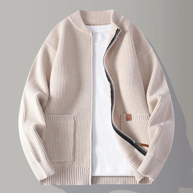 Arden Men's Jacket | Ribbed Knit, Structured Fit, Zip Front 1