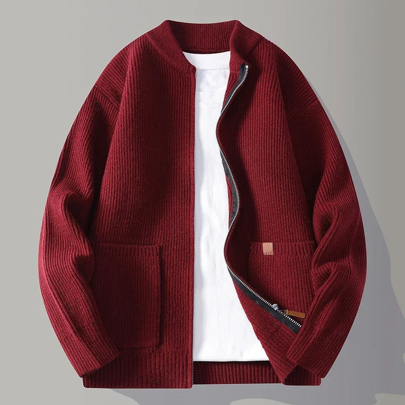 Arden Men's Jacket | Ribbed Knit, Structured Fit, Zip Front 4
