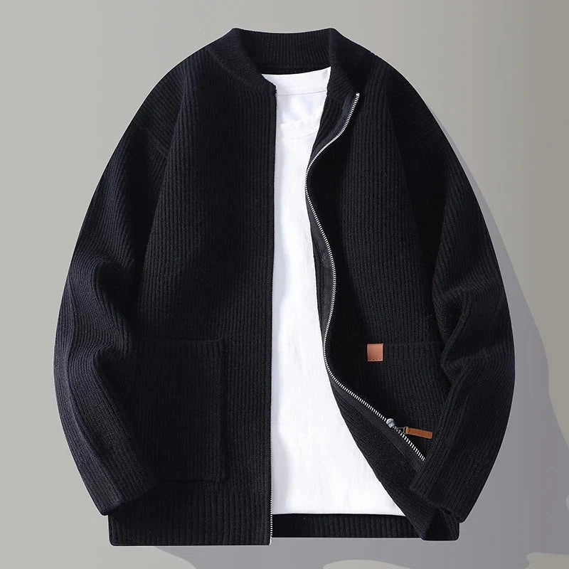 Arden Men's Jacket | Ribbed Knit, Structured Fit, Zip Front 5