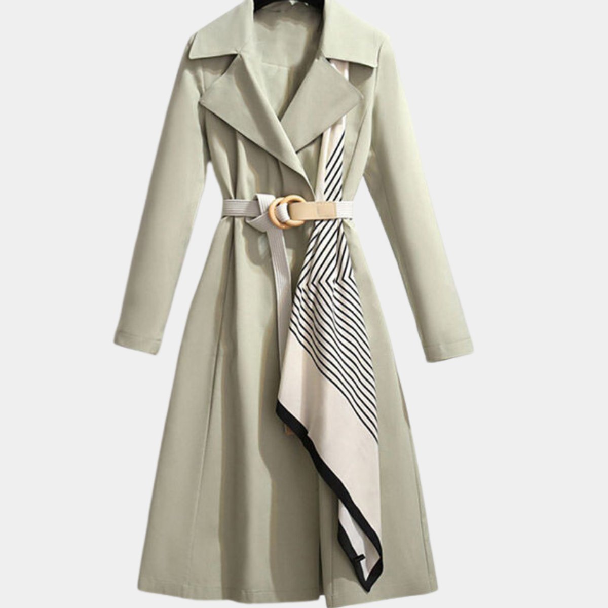 Belted Midi Coat with a Notch Collar and Flap Pockets 0