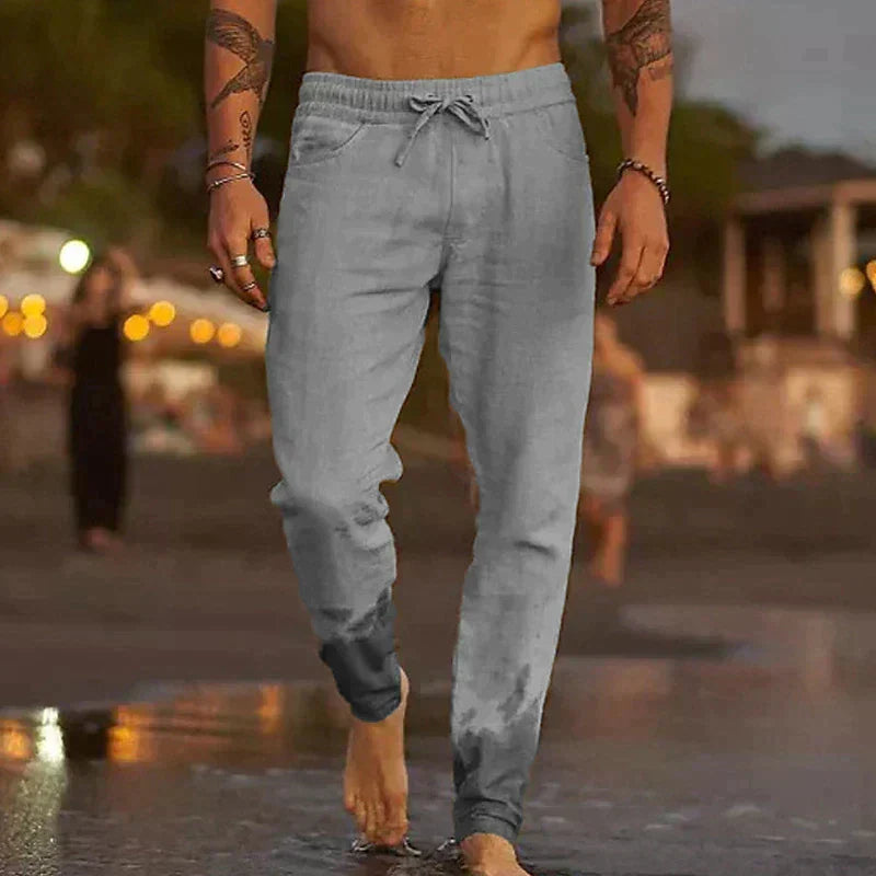 Caden Men's Linen Pants | Relaxed Fit, Elastic Waistband 2
