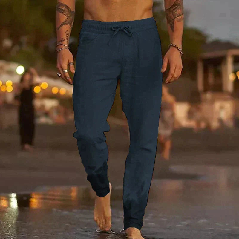 Caden Men's Linen Pants | Relaxed Fit, Elastic Waistband 5