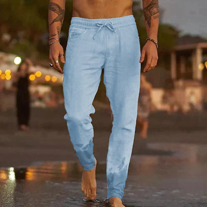 Caden Men's Linen Pants | Relaxed Fit, Elastic Waistband 6