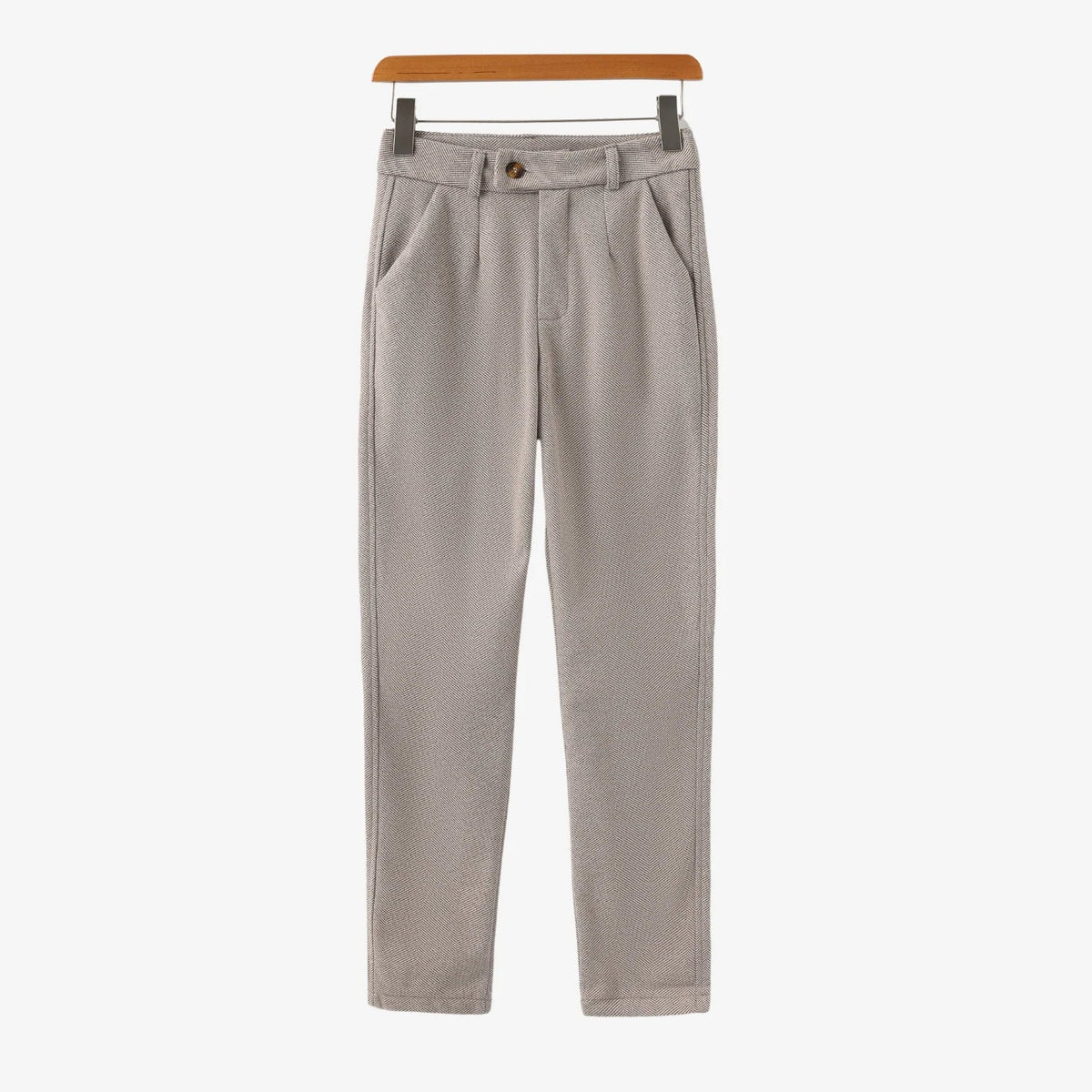 Caden Men's Trousers | Brushed Herringbone Fabric, Tapered Cut 0