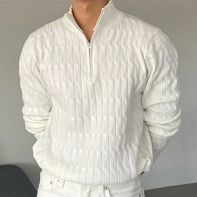 Galen Men's Half-Zip Sweater | Soft Cotton Cable Knit, Modern Classic 1