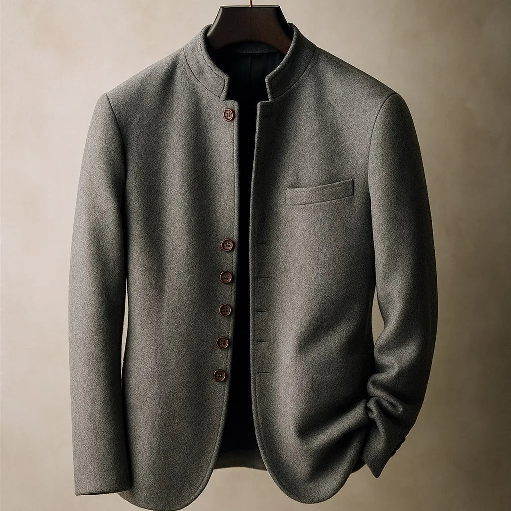 Maverick Men's Jacket | Wool-Look, Stand-Collar, Five-Button Closure 0