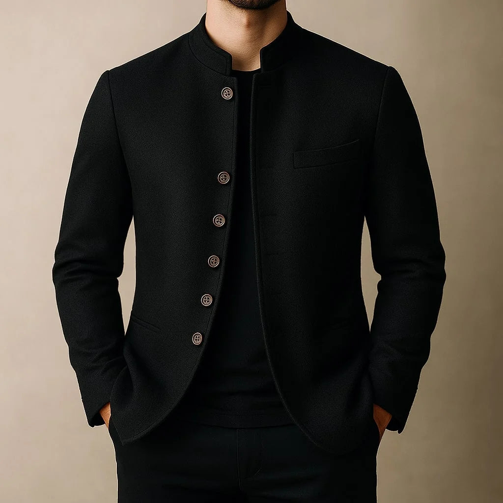 Maverick Men's Jacket | Wool-Look, Stand-Collar, Five-Button Closure 4