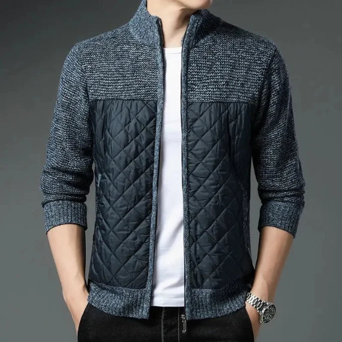 Maverick Men's Zip Jacket | Quilted Front Wool-Blend Sleeves 1
