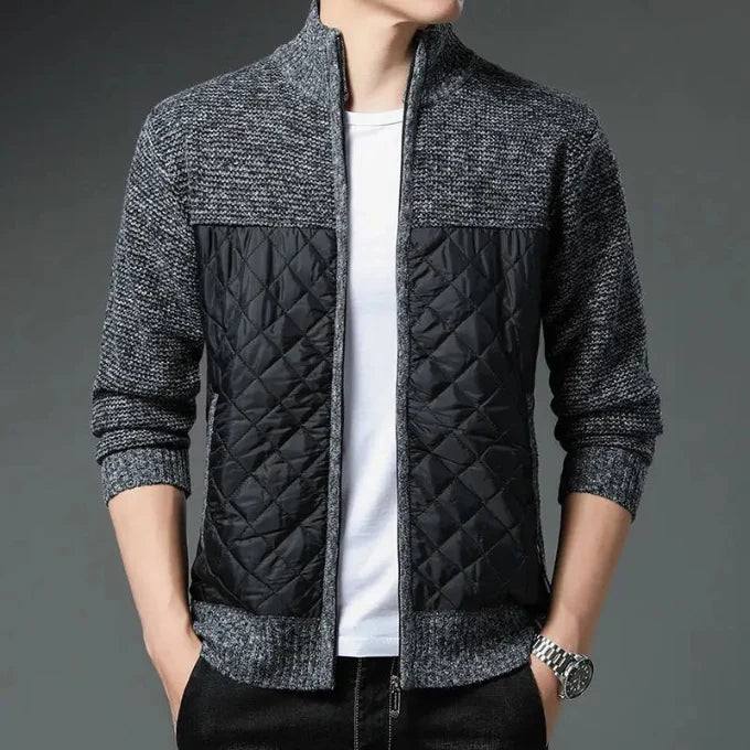 Maverick Men's Zip Jacket | Quilted Front Wool-Blend Sleeves 4