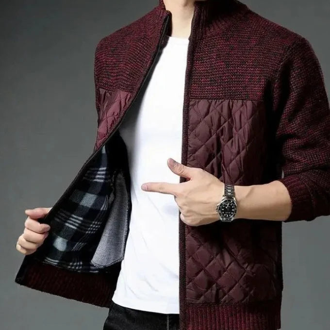 Maverick Men's Zip Jacket | Quilted Front Wool-Blend Sleeves 8