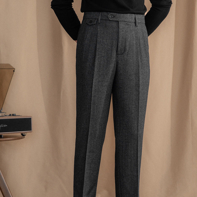 Milo Women's High-Waist Trousers | Herringbone Wool Blend, Tailored Fit 1
