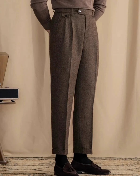 Milo Women's High-Waist Trousers | Herringbone Wool Blend, Tailored Fit 3