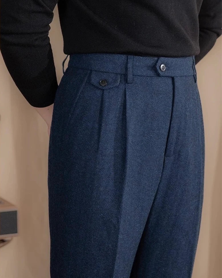 Milo Women's High-Waist Trousers | Herringbone Wool Blend, Tailored Fit 4