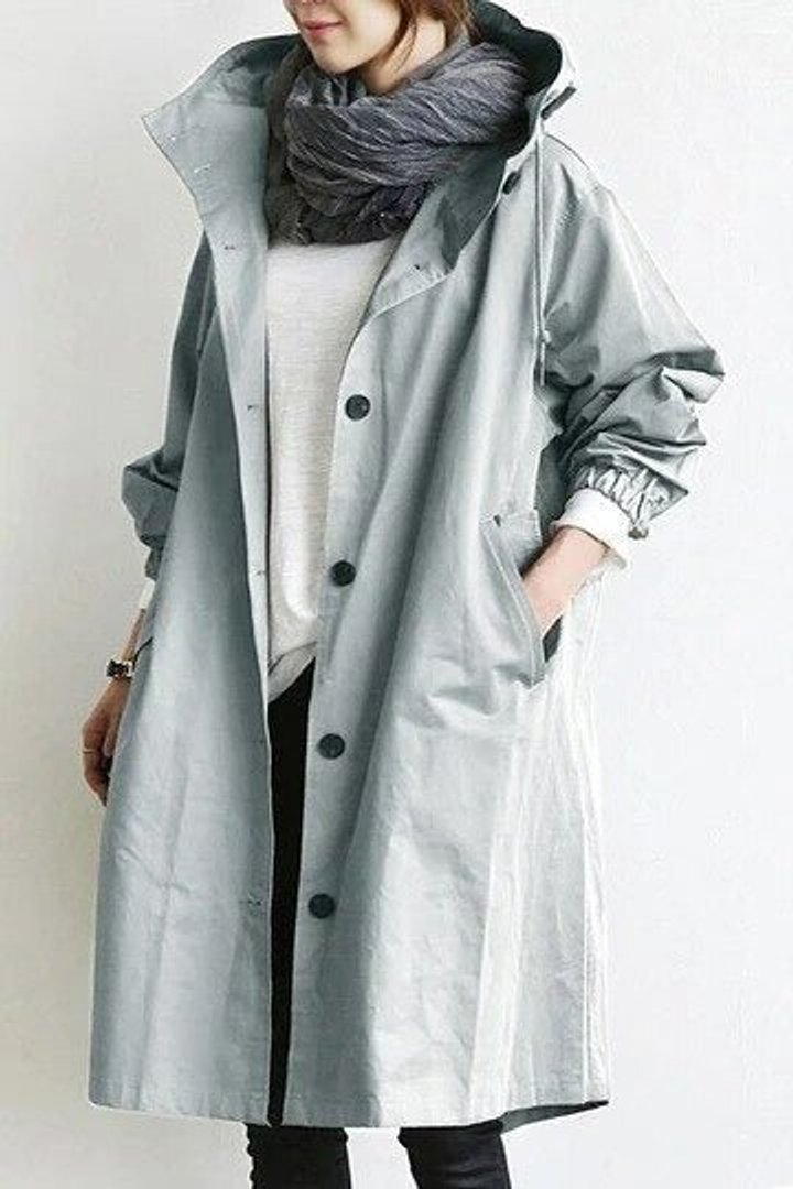 Oversized Midi Trench Coat with a Single-Button Front and Elasticated Cuffs 2