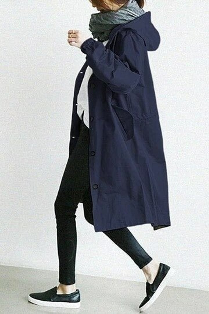 Oversized Midi Trench Coat with a Single-Button Front and Elasticated Cuffs 6