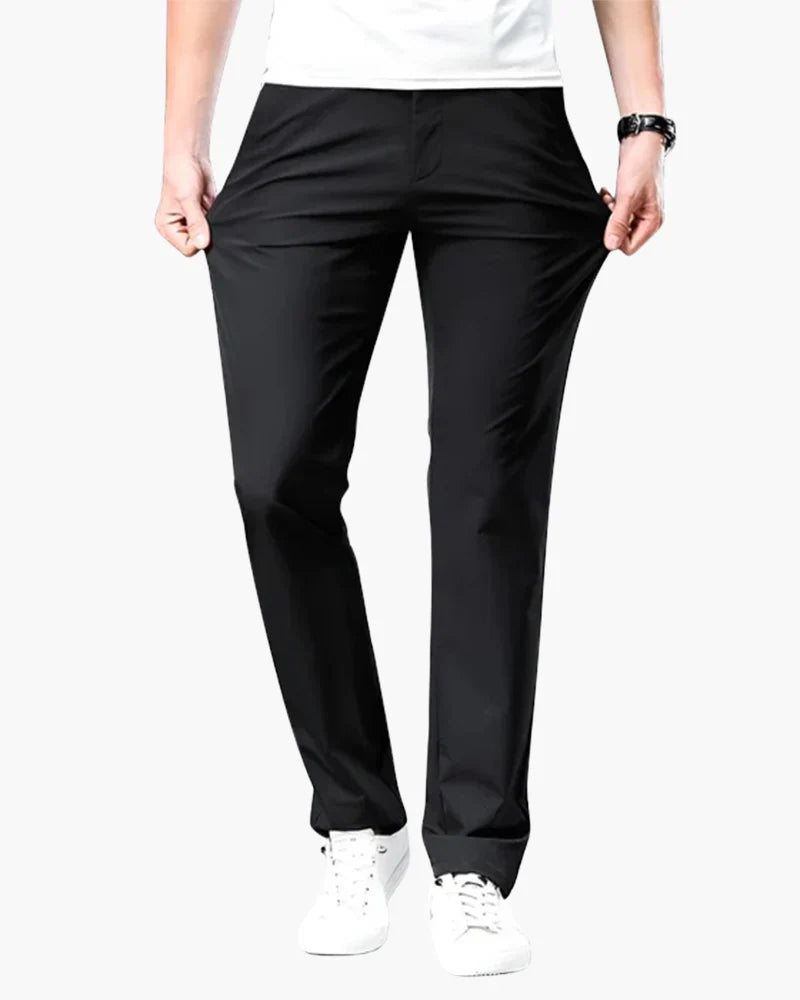 Paxon Men's Slim Chino Pants | Soft Cotton with Stretch Waist, Khaki 2