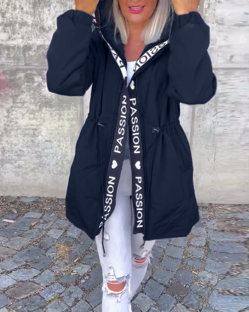 Relaxed Midi Parka Coat with a Hood and a Drawstring Waist 1