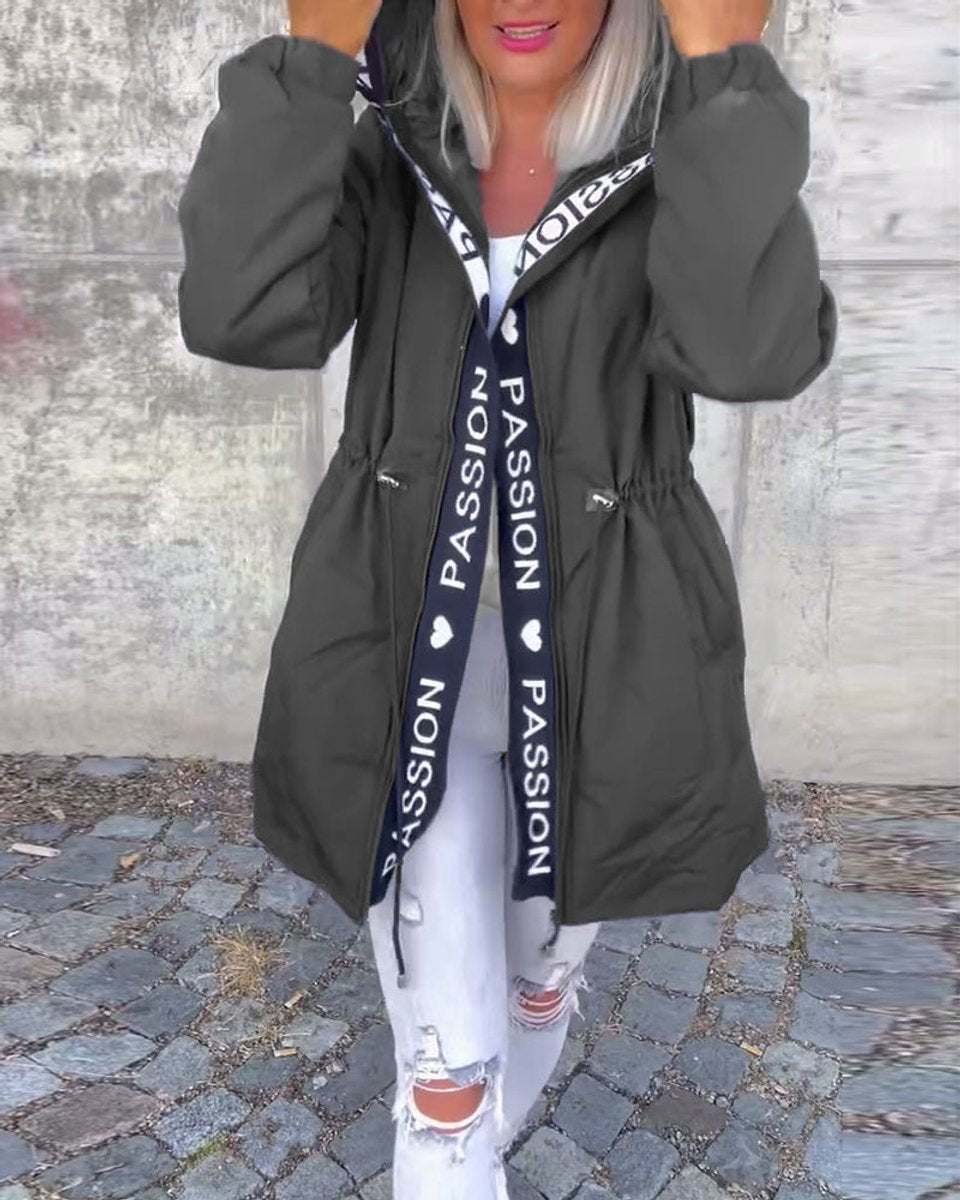 Relaxed Midi Parka Coat with a Hood and a Drawstring Waist 2