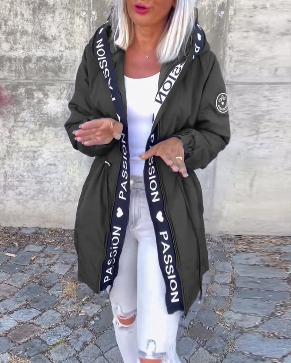 Relaxed Midi Parka Coat with a Hood and a Drawstring Waist 4