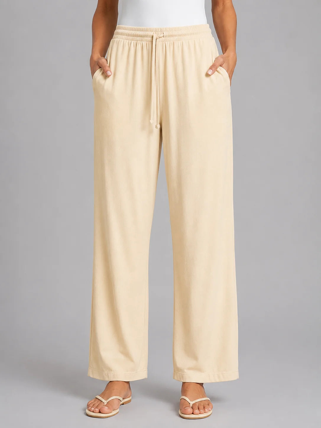 Knit Trousers with a Drawstring Waist and a Straight Leg