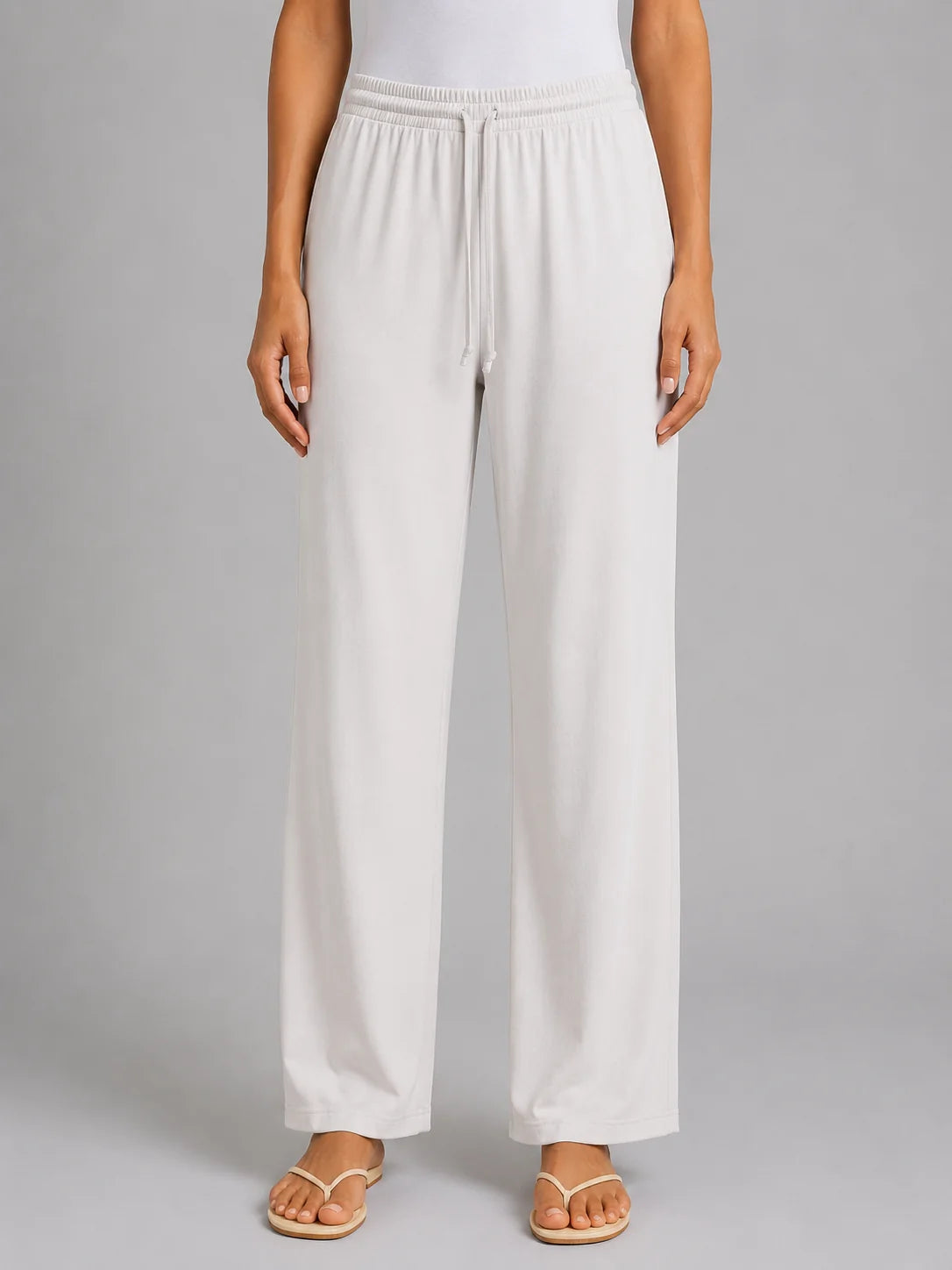 Knit Trousers with a Drawstring Waist and a Straight Leg