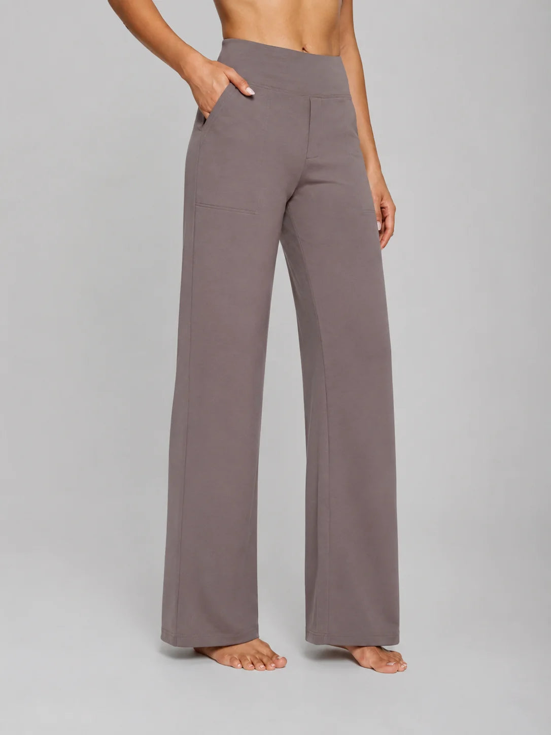 Knit Trousers with a Wide Waistband and Patch Pockets