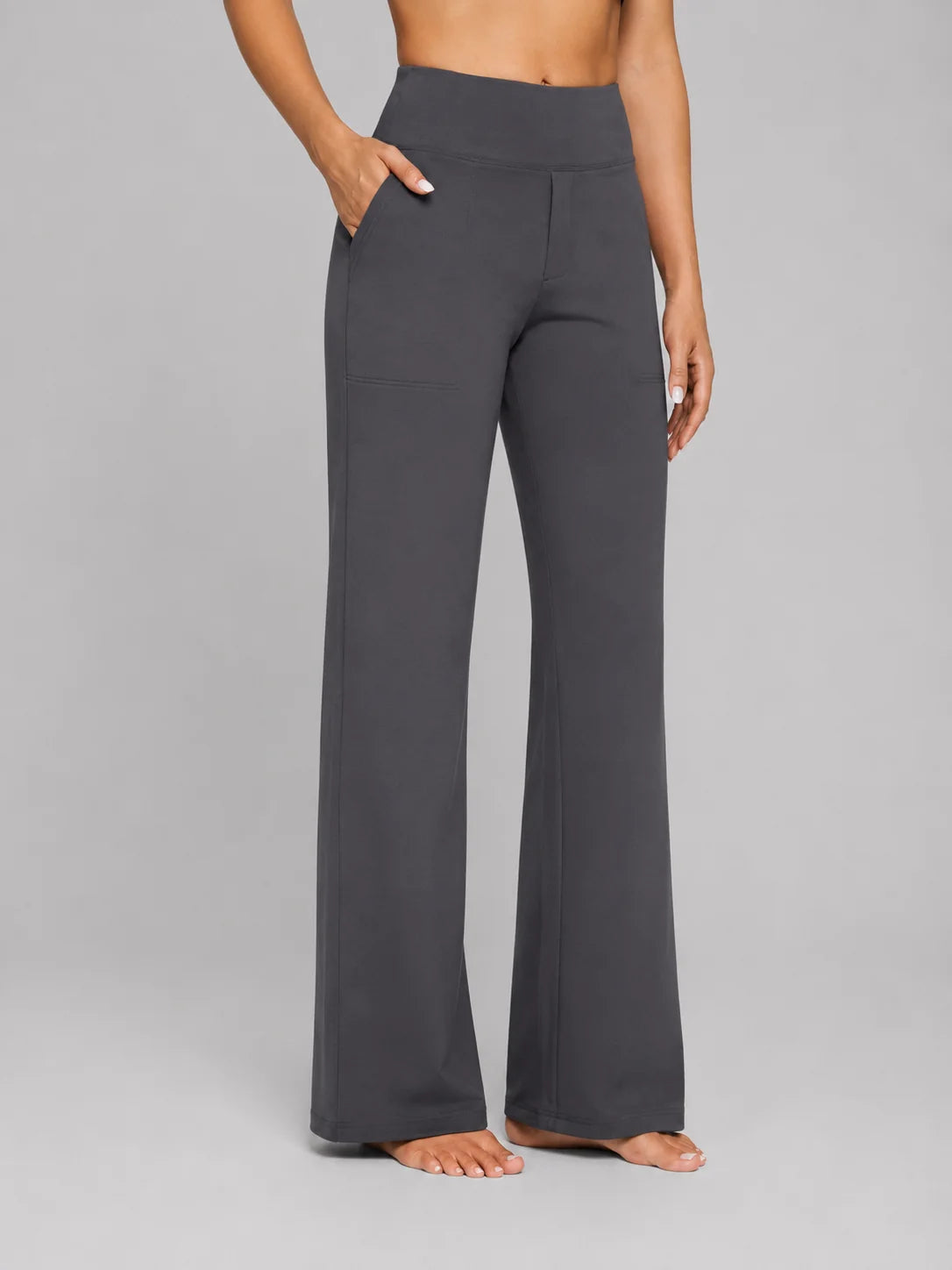 Knit Trousers with a Wide Waistband and Patch Pockets