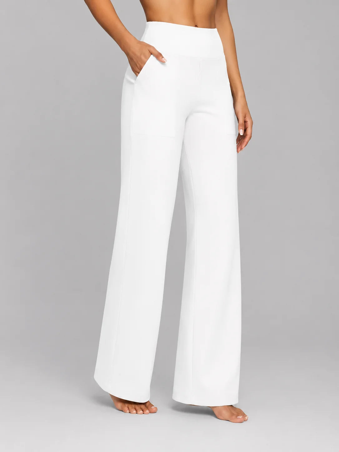 Knit Trousers with a Wide Waistband and Patch Pockets
