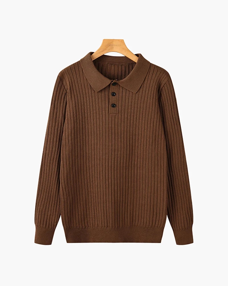 Soren Men's Long Sleeve Polo Shirt | Textured Fabric, Buttoned Collar 8