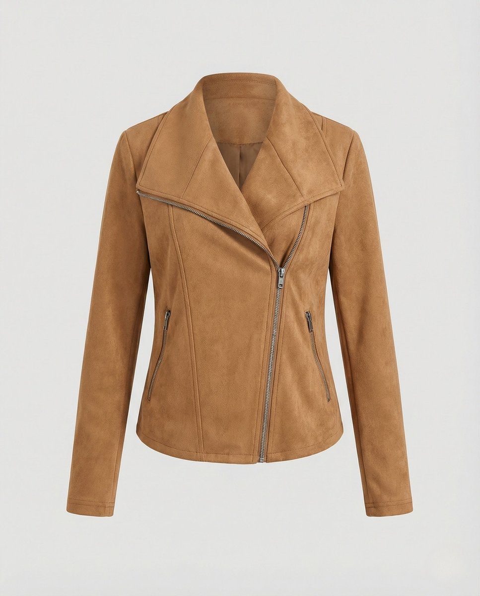 Tailored Biker Jacket with an Asymmetric Zip and Oversized Lapel 5