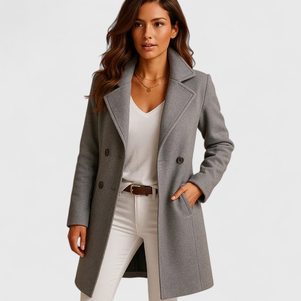 Tailored Long Coat with Notch Lapels and a Button Front 1