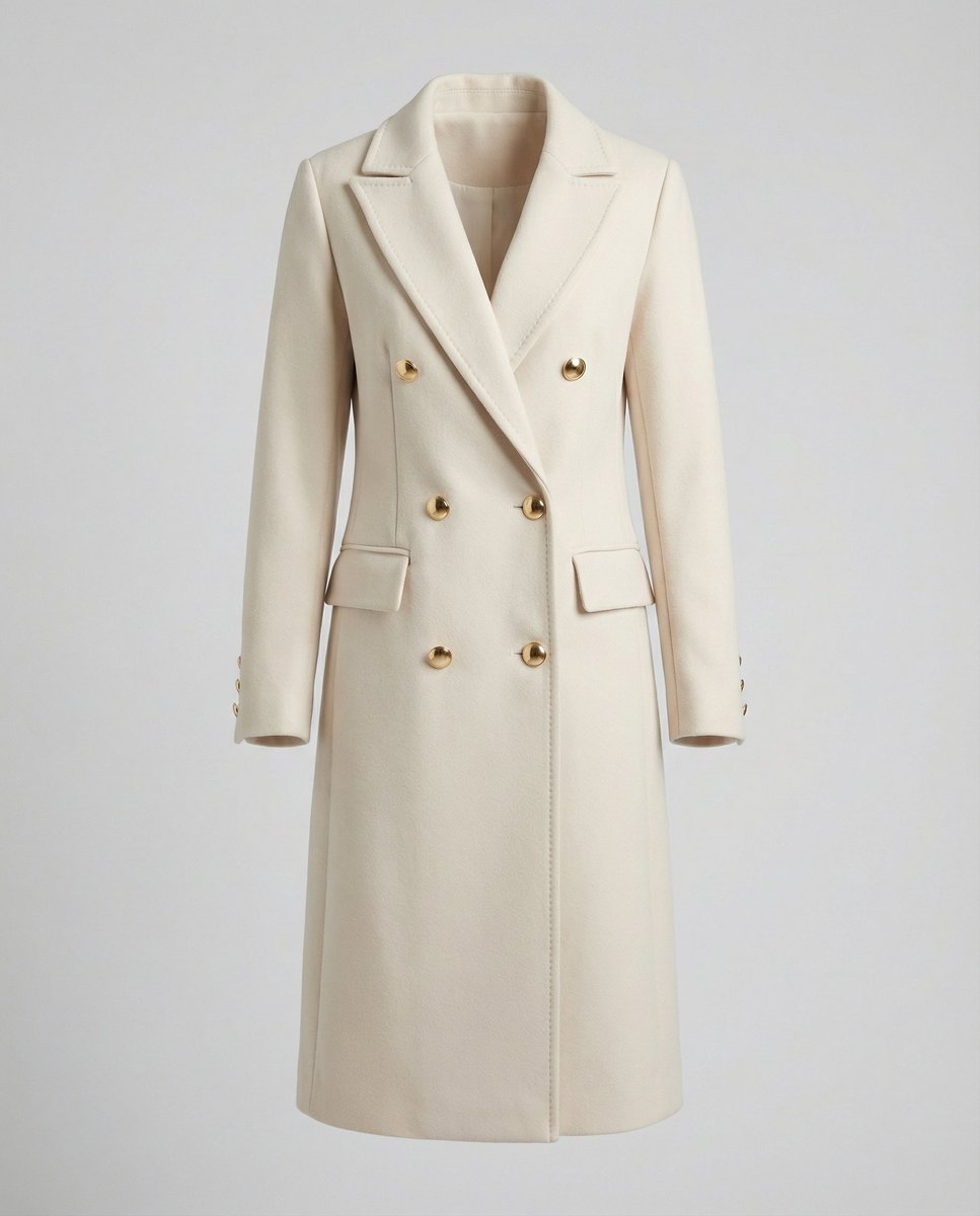 Tailored Midi Overcoat with Notched Lapels and a Double-Breasted Front 5