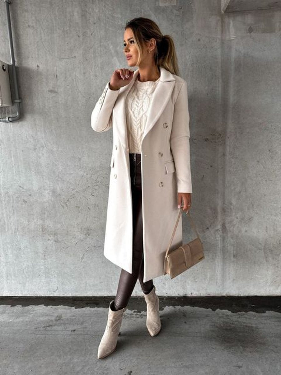 Tailored Midi Overcoat with Notched Lapels and a Double-Breasted Front 6
