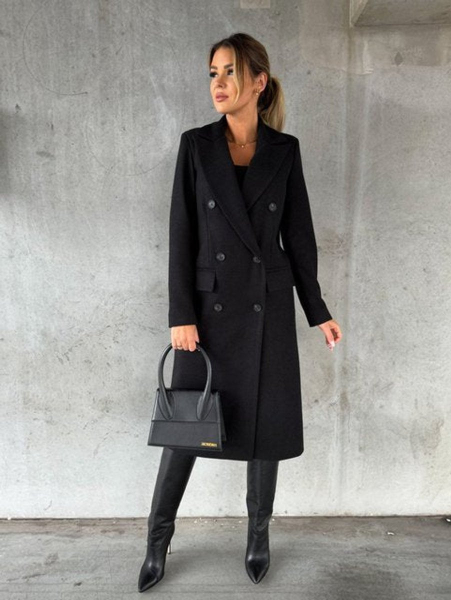 Tailored Midi Overcoat with Notched Lapels and a Double-Breasted Front 7