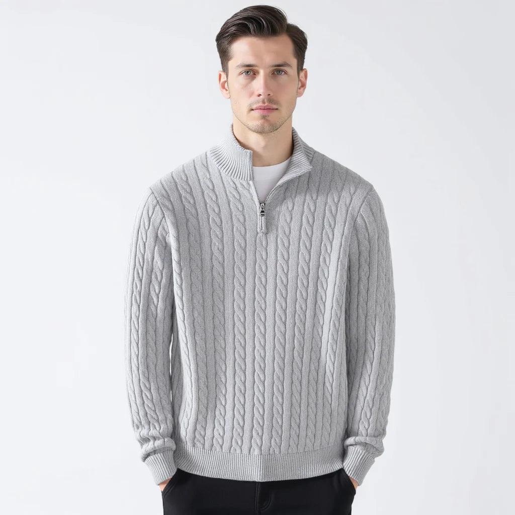 Talon Men's Half-Zip Sweater | Cable Knit Cotton, Tailored Fit 3