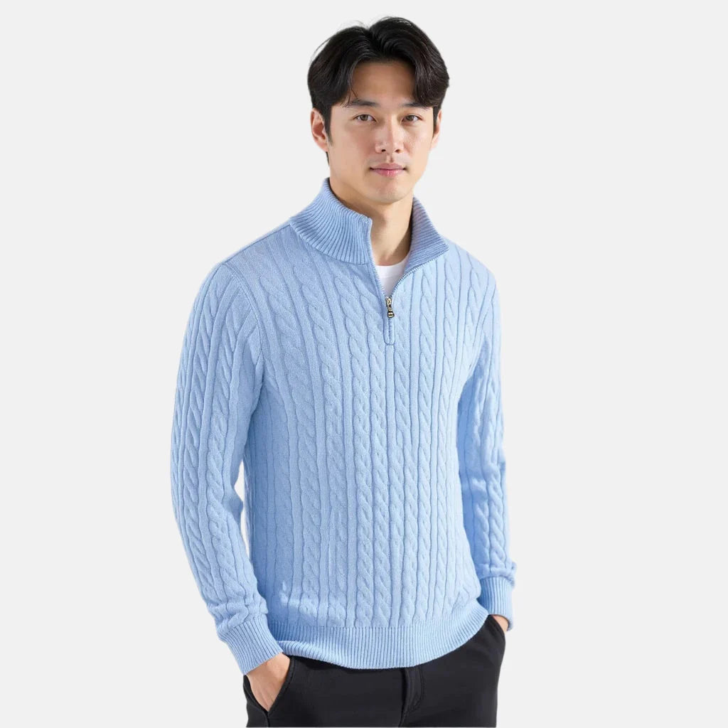 Talon Men's Half-Zip Sweater | Cable Knit Cotton, Tailored Fit 5