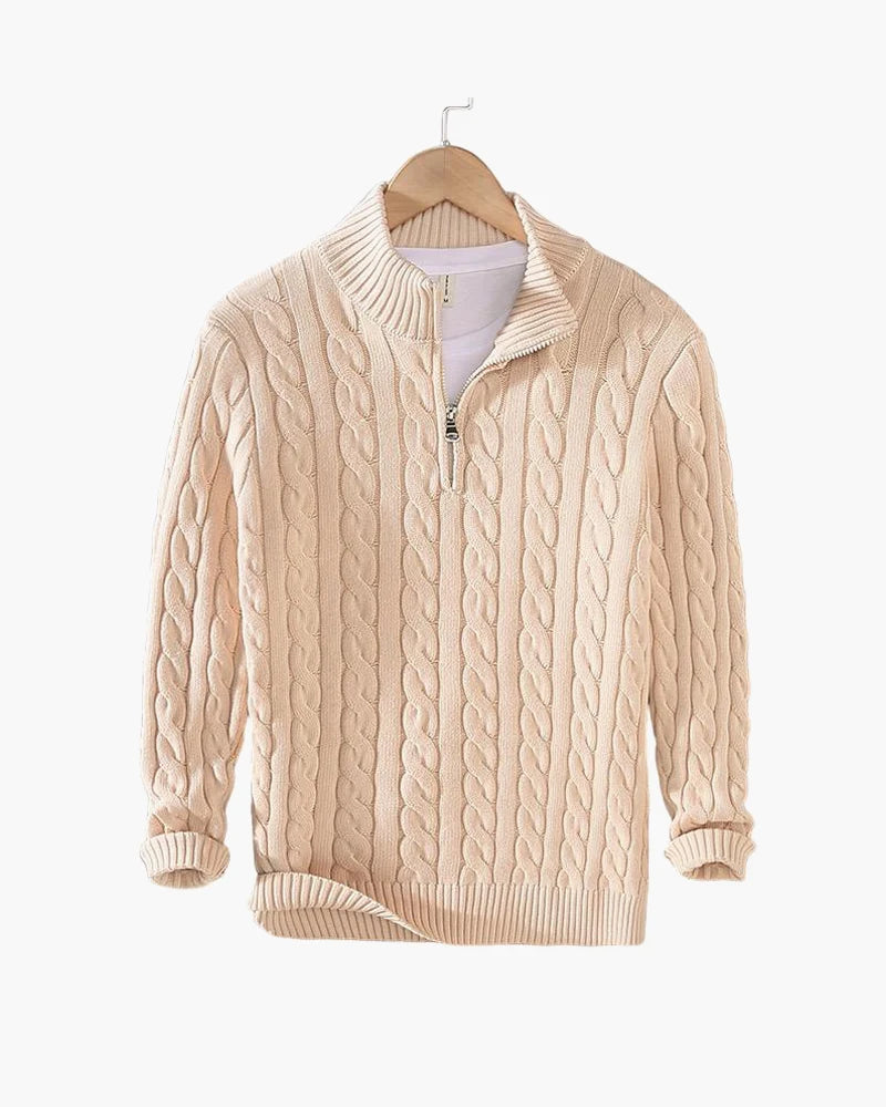 Talon Men's Half-Zip Sweater | Cable Knit Cotton, Tailored Fit 9