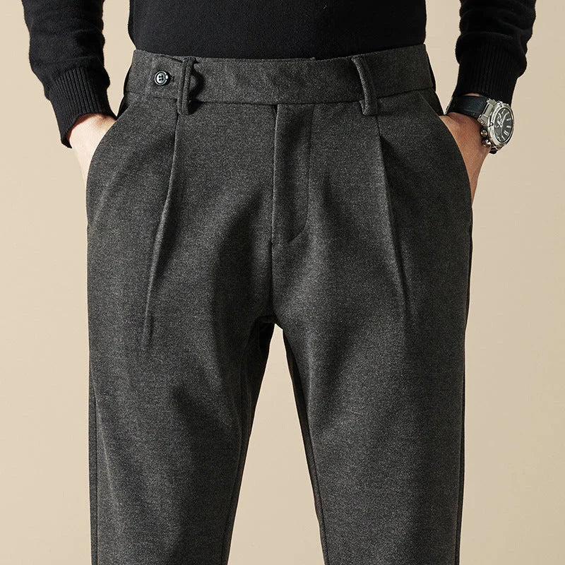 Vero Men's Trousers | Wool Blend, Slim Tapered with Double Front Pleats 2