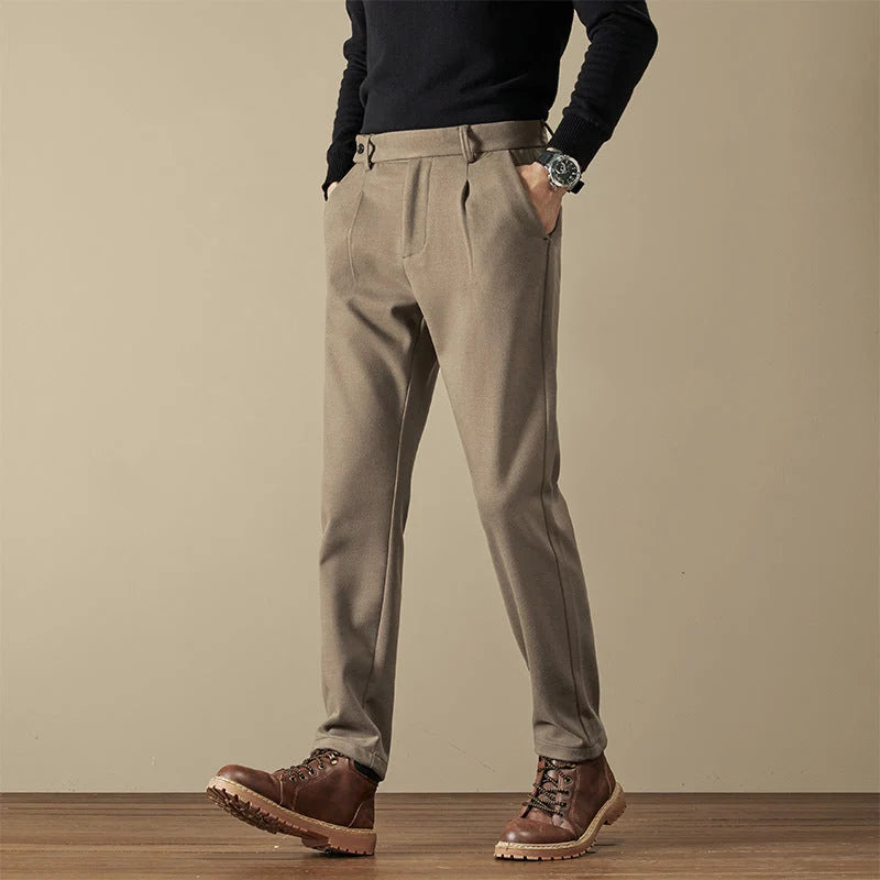 Vero Men's Trousers | Wool Blend, Slim Tapered with Double Front Pleats 4