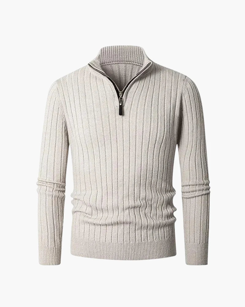 Zane Men's Half-Zip Sweater | Spun Natural-Fiber Blend, High Collar 1