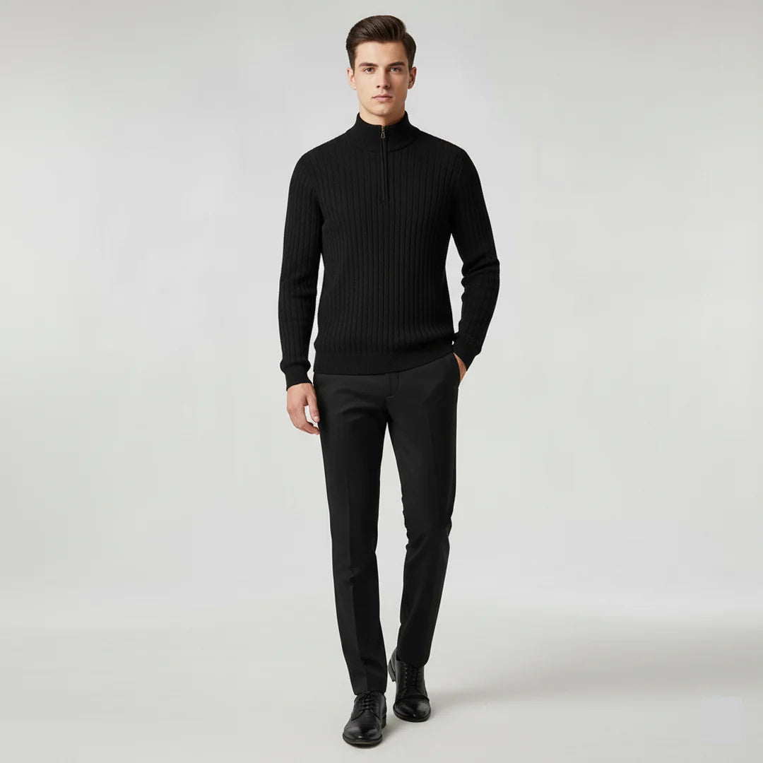 Zane Men's Half-Zip Sweater | Spun Natural-Fiber Blend, High Collar 7
