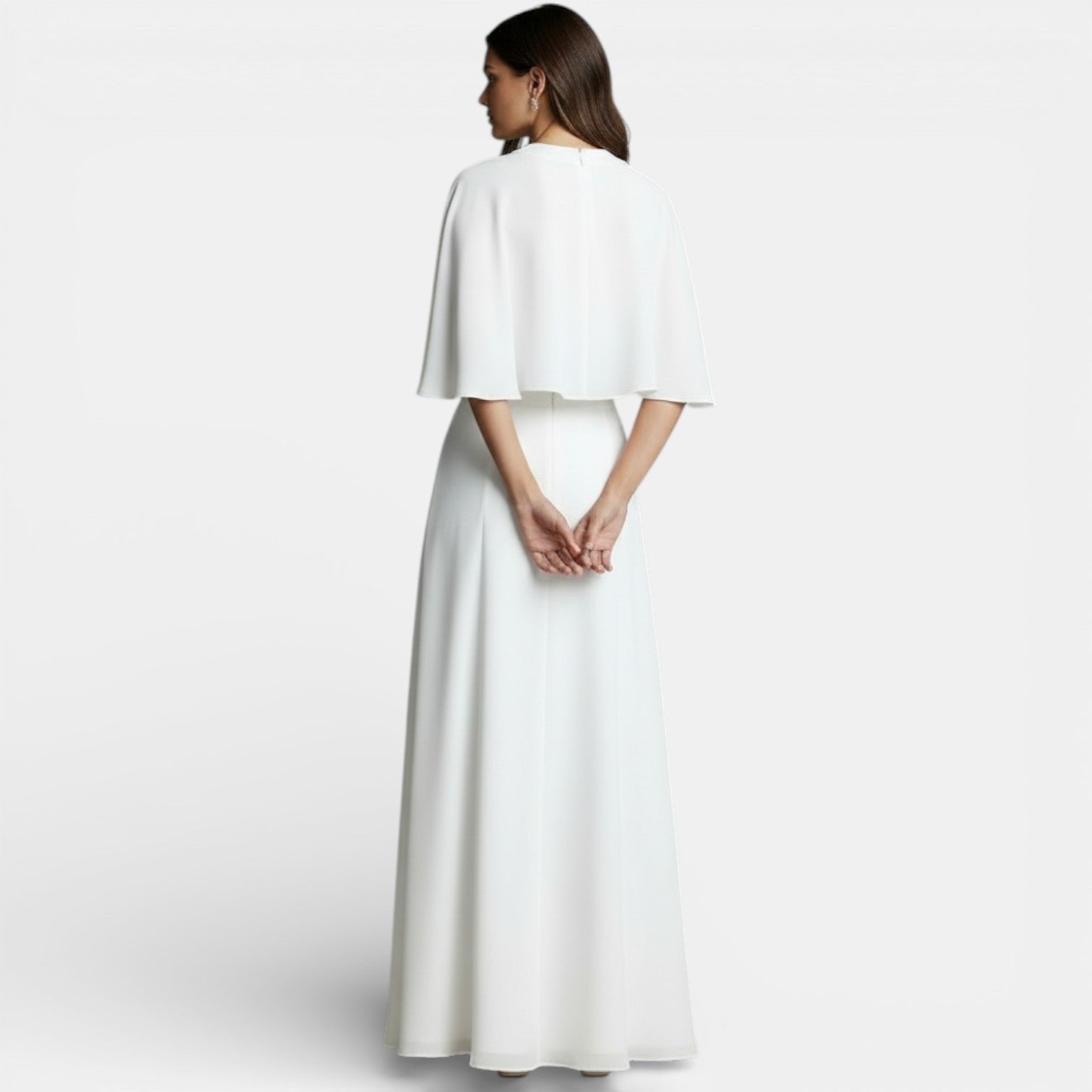 Cape Top and Maxi Skirt Two-Piece Set with a High Neckline