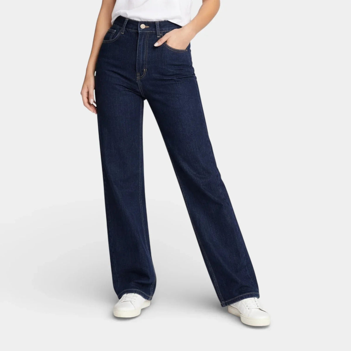 Denim Two-Piece Set with a Button Front Jacket and Straight Jeans
