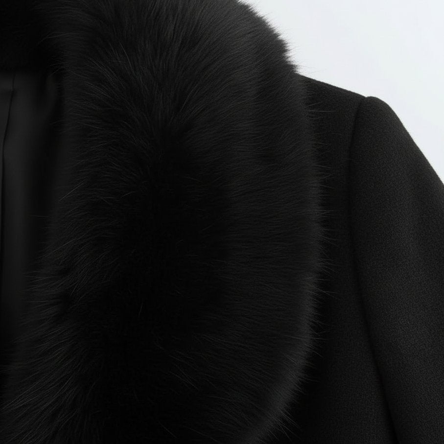 Longline Belted Overcoat with a Faux Fur Collar