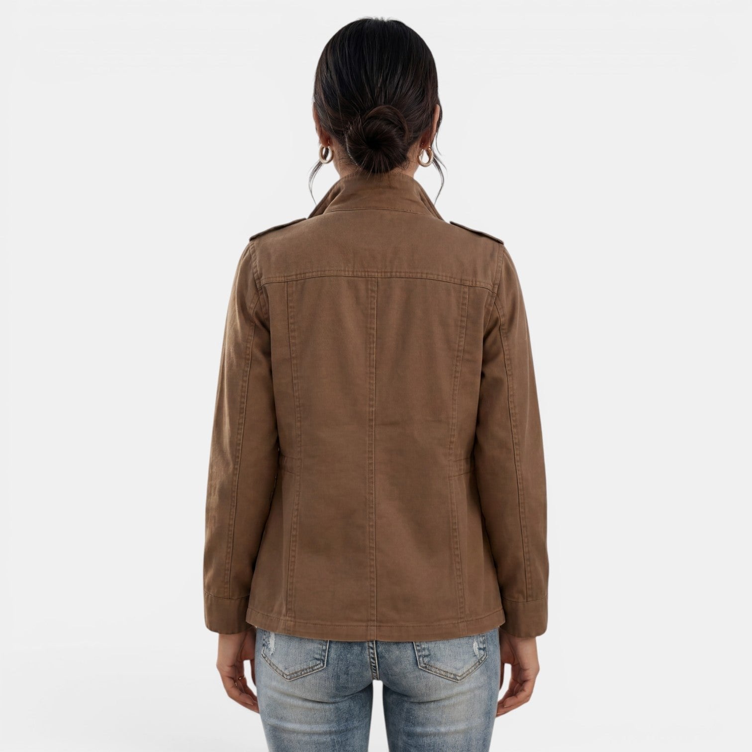Relaxed Utility Jacket with Flap Pockets and a Snap Front
