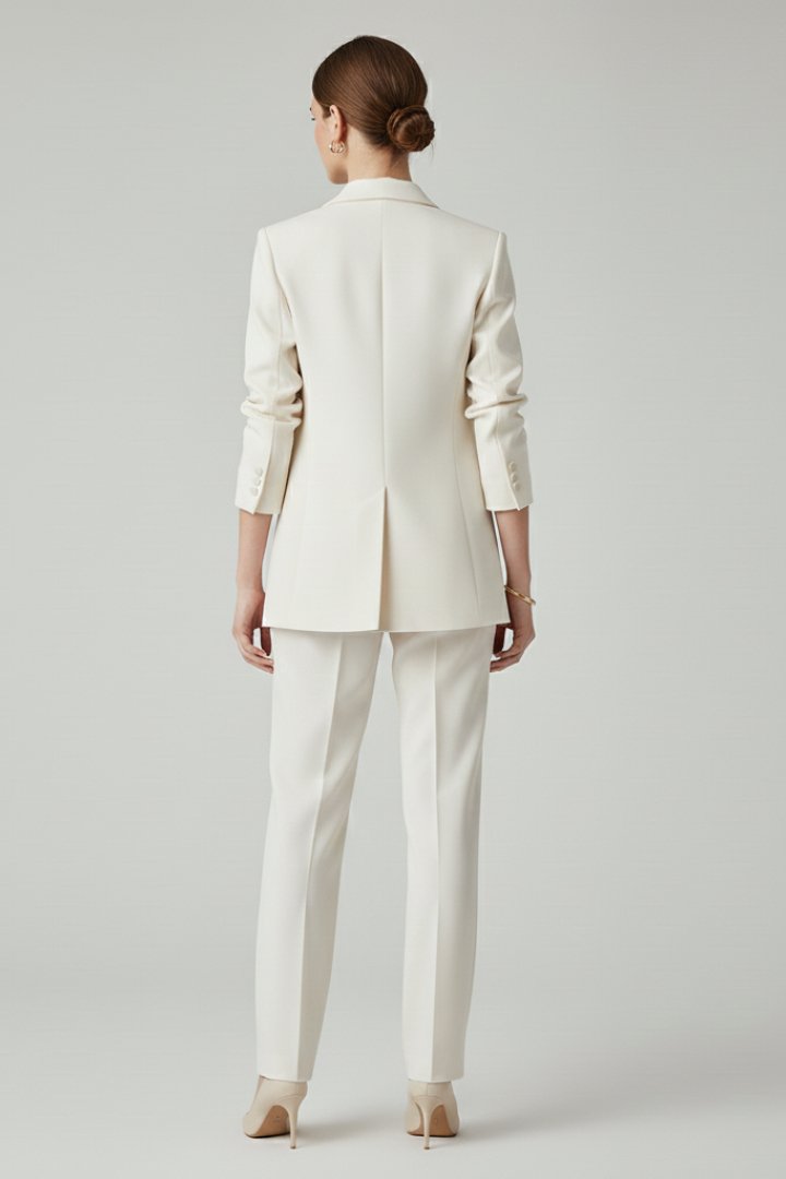 Two-Piece Suit Set with a Single-Breasted Blazer and Straight Legs