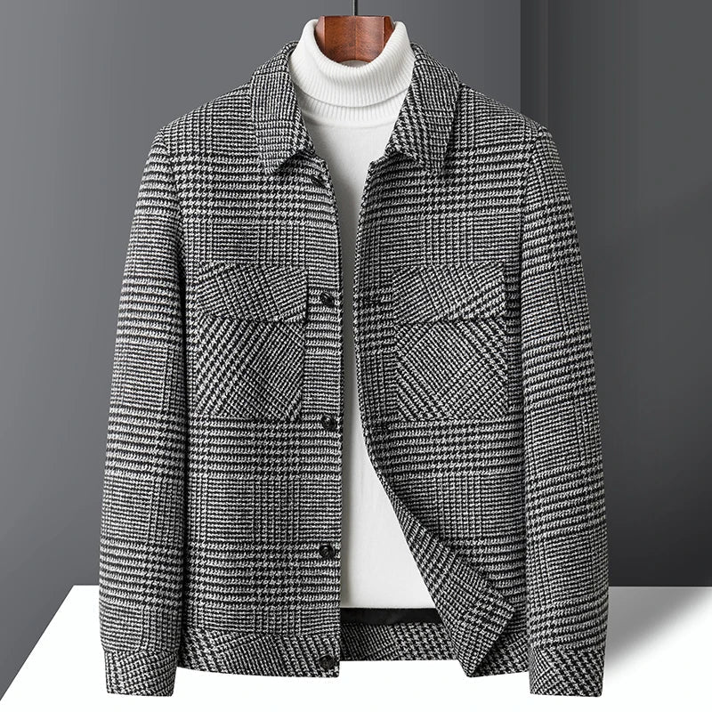Alden Men's Wool-Blend Jacket | Check Pattern Structured Fit 0