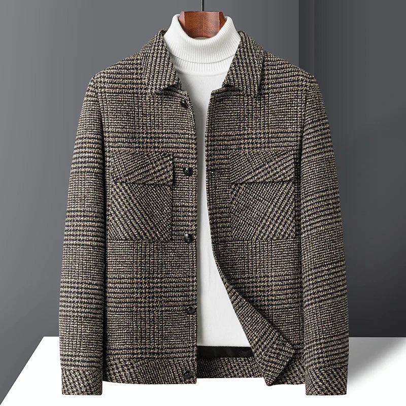 Alden Men's Wool-Blend Jacket | Check Pattern Structured Fit 1