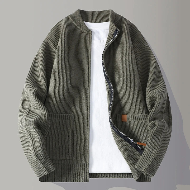 Arden Men's Jacket | Ribbed Knit, Structured Fit, Zip Front 3